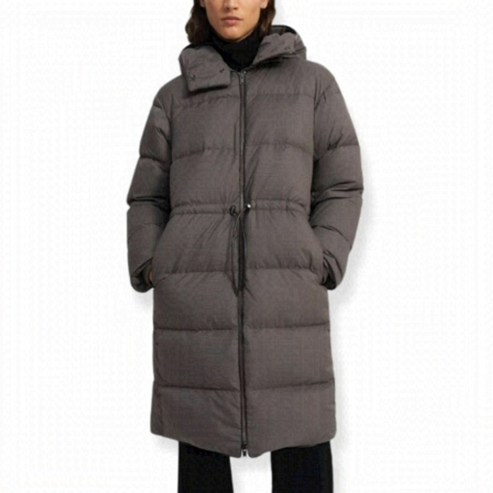 THEORY Kendon Heavenly Dark Grey Down Filled Long Puffer Coat Winter SZ Small